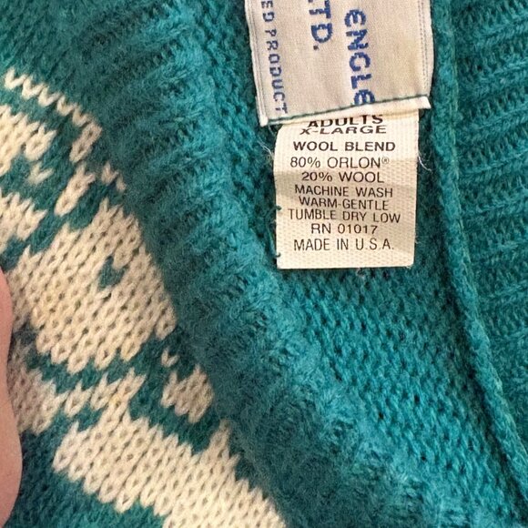 Vintage 80's Miami Dolphins NFL Cliff Engle Sweater Don Shula Teal Blue Men's XL - Picture 7 of 7
